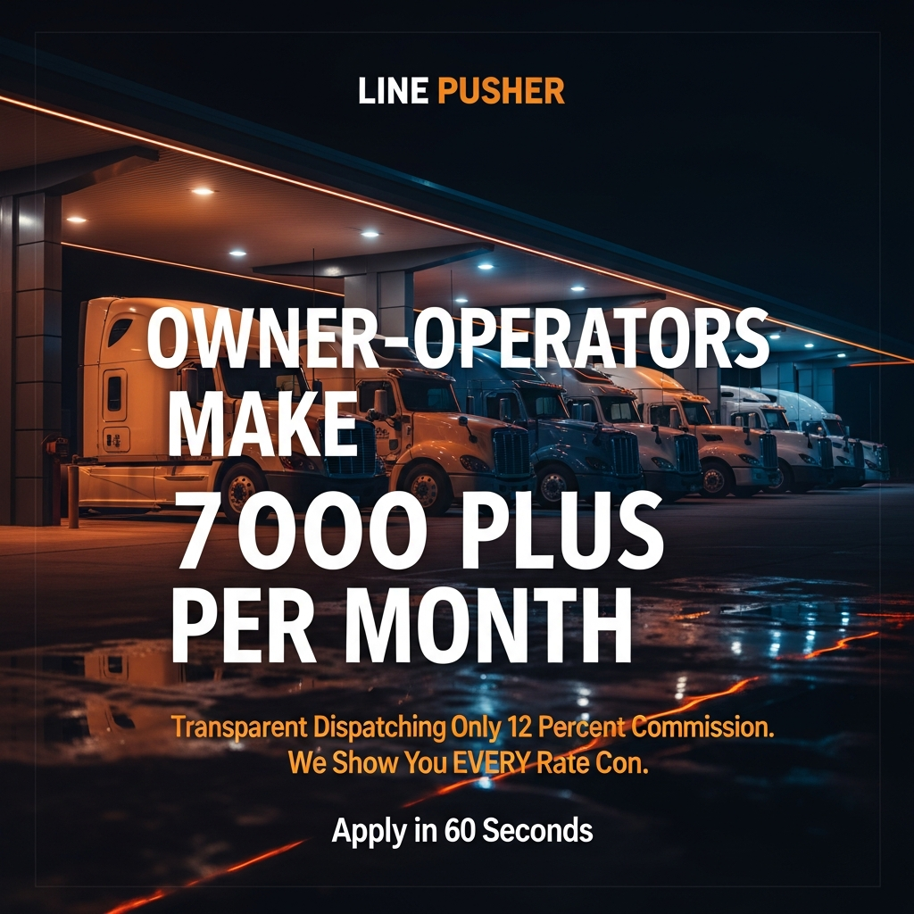 Line Pusha Trucking recruitment ad - Owner-operators make $7000+ per month